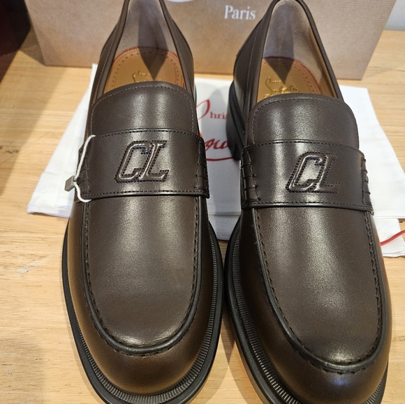 Men's Christian louboutin Urbino moc leather logo loafer size 42/9 US Ital - Picture 2 of 7